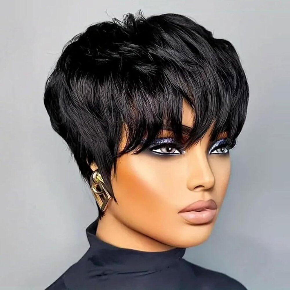 Pixie Cut Wig Human Hair Pixie Cut Wigs For Black… - image 2